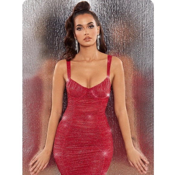 open lace back dress Femi Ruched Backless Bodycon Mini Dress in Red